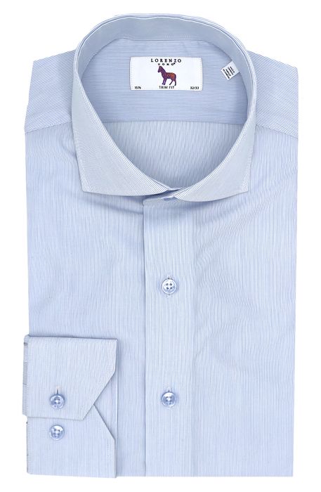 Lorenzo Uomo Trim Fit Pinstripe Dress Shirt in White/Blue