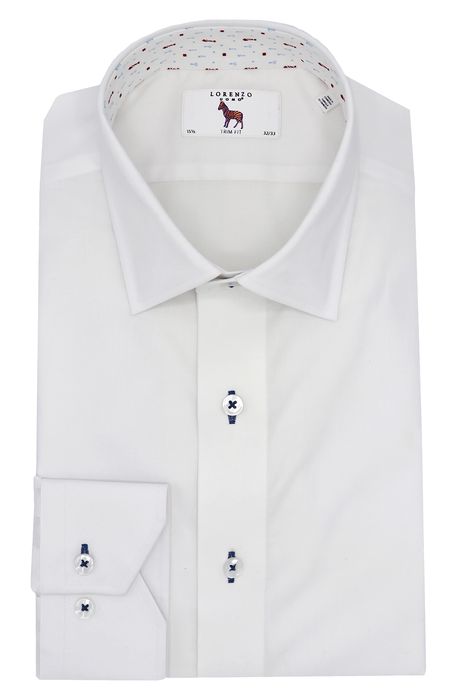 Lorenzo Uomo Trim Fit Textured Stretch Dress Shirt in White