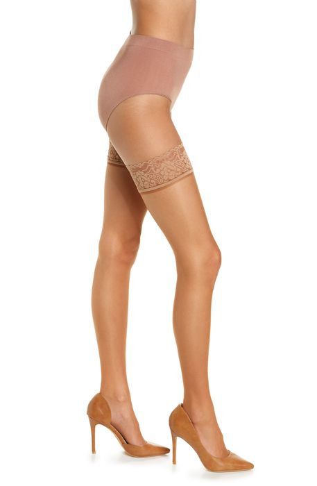 Bluebella Bluebelle Lace Top Stay-Up Stockings in Caramel