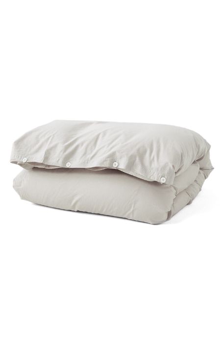 Tekla Organic Cotton Percale Duvet Cover in Soft Grey