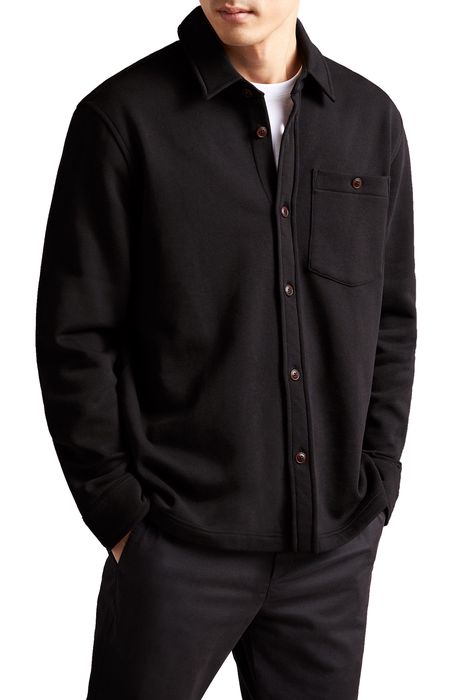 Ted Baker London Bromlee Cotton Overshirt in Black