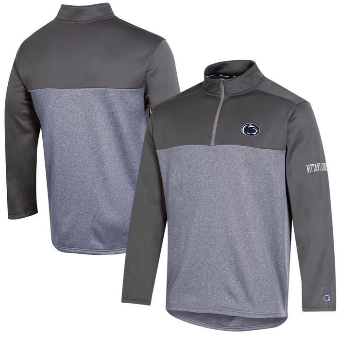 Men's Champion Navy Penn State Nittany Lions Gameday Quarter-Zip Jacket in Charcoal