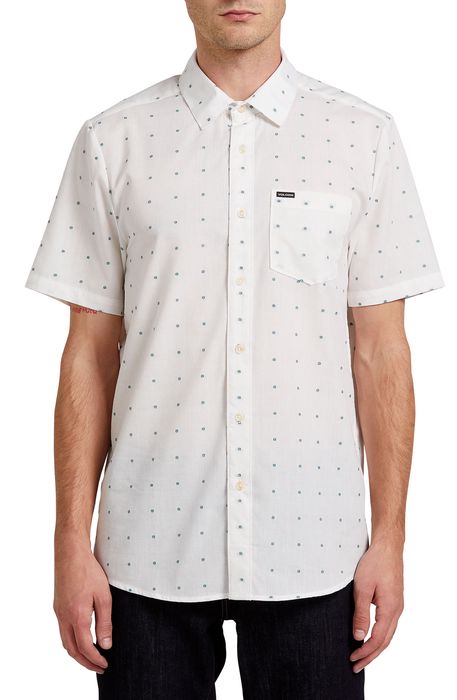 Volcom Stallcup Dobby Short Sleeve Button-Up Shirt in White