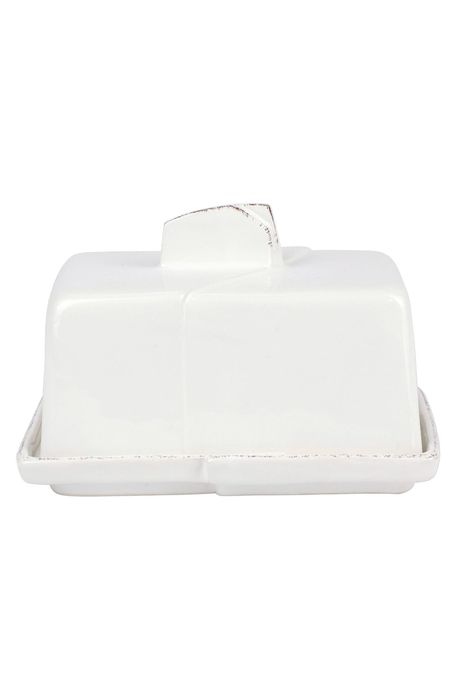 VIETRI Lastra Butter Dish in White