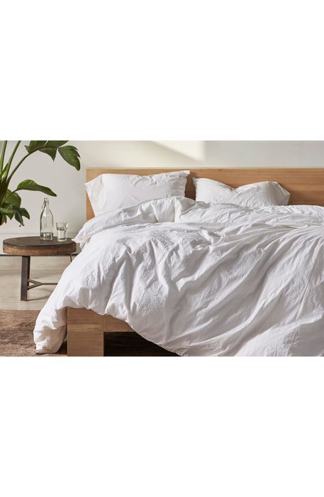 Coyuchi Crinkled Organic Cotton Percale Duvet Cover in Alpine White