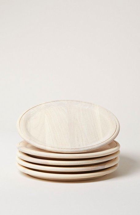Farmhouse Pottery 9" Crafted Wooden Plate in White