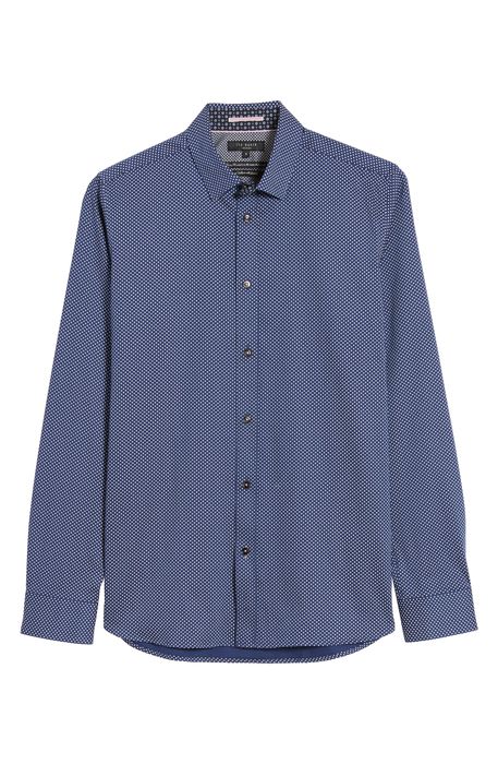 Ted Baker London Textured Button-Up Shirt in Dark Blue