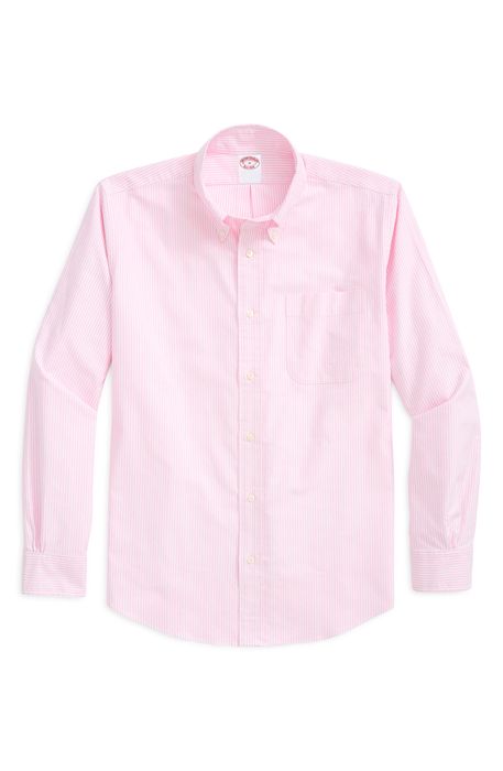 Brooks Brothers Regular Fit Stripe Oxford Cotton Button-Up Shirt in Pinkstripe