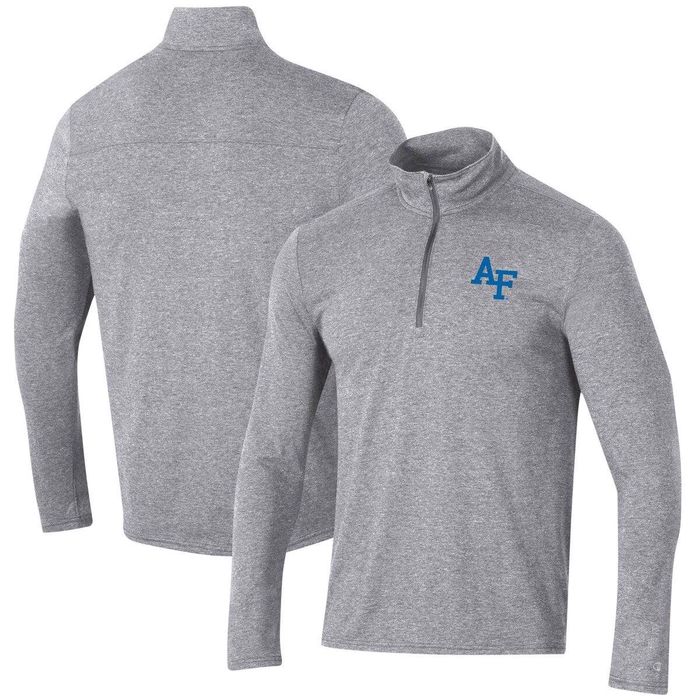 Men's Champion Heathered Gray Air Force Falcons Field Day Team Quarter-Zip Jacket in Heather Gray
