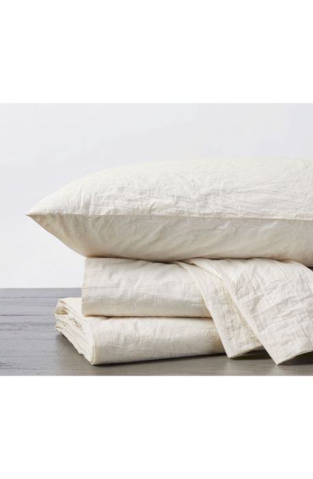 Coyuchi Crinkled Organic Cotton Percale Duvet Cover in Undyed