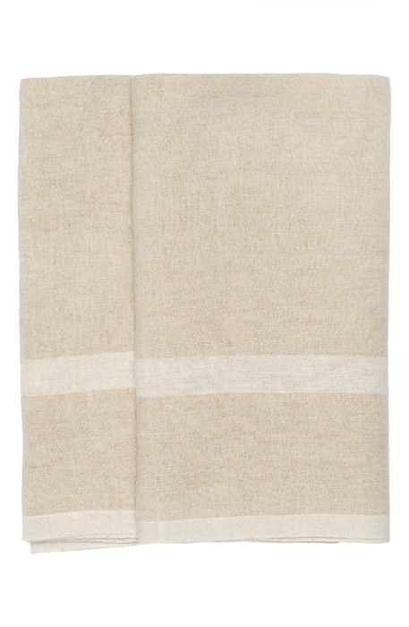 Caravan Set of 2 Laundered Linen Tea Towels in Natural/white