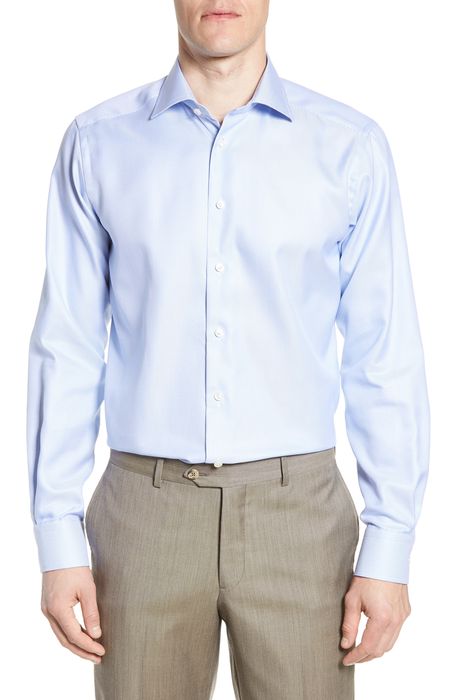 Eton Contemporary Fit Houndstooth Dress Shirt in Light Blue