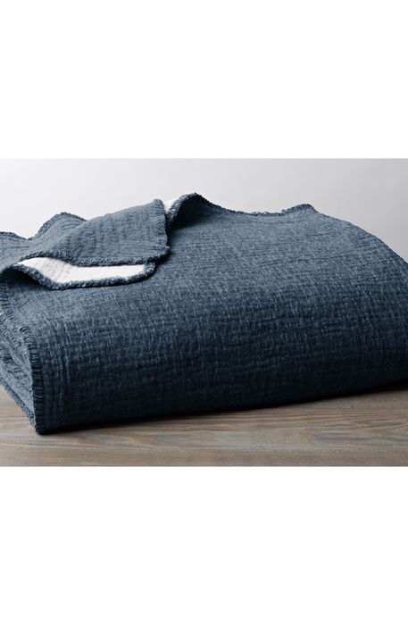 Coyuchi Cozy Organic Cotton Blanket in Moonlight Blue