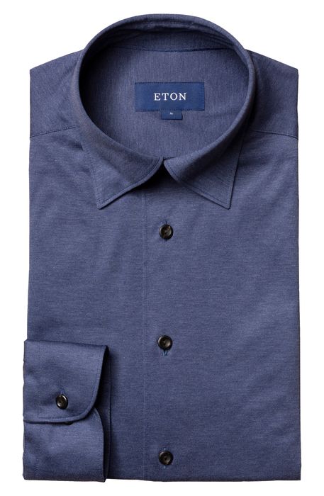 Eton Contemporary Fit Cotton Jersey Shirt in Medium Blue