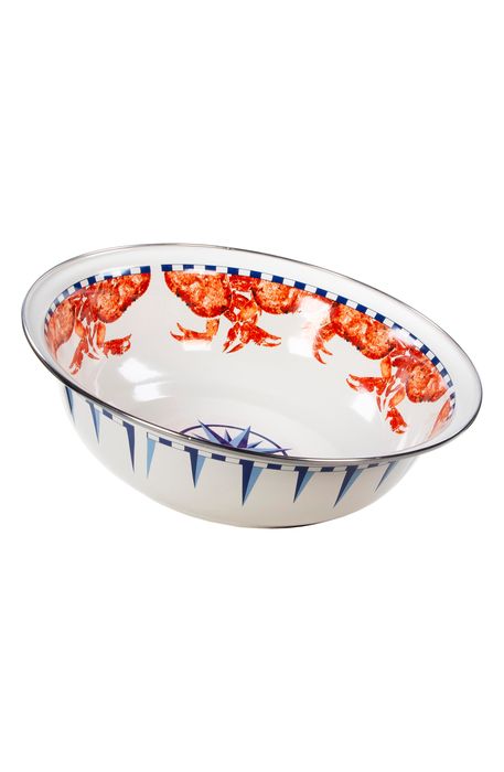 Golden Rabbit Enamelware Crab House Serving Bowl in White