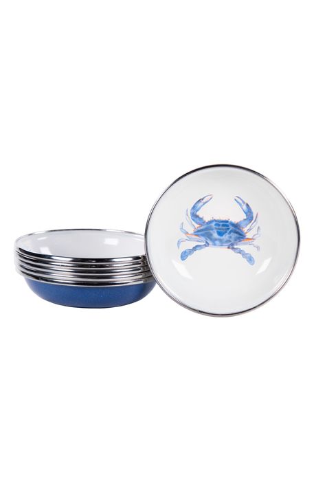Golden Rabbit Blue Crab Set of 6 Tasting Dishes in White