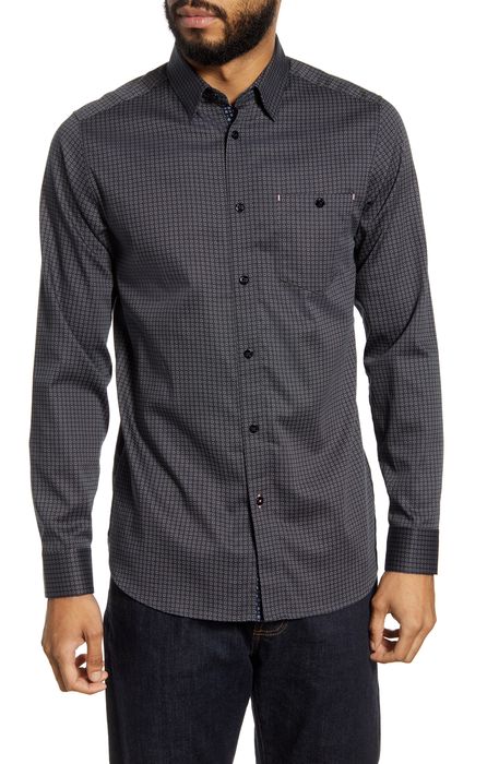 Ted Baker London Nochoc Slim Fit Button-Up Shirt in Black