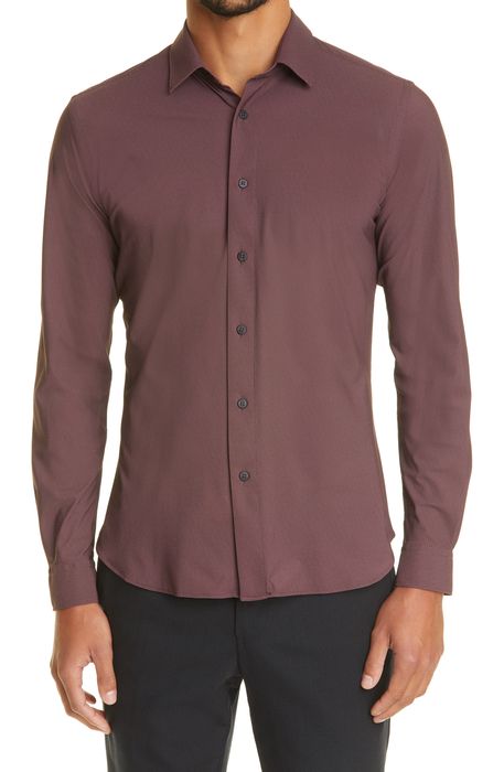 Canali Black Edition Solid Stretch Dress Shirt in Brown