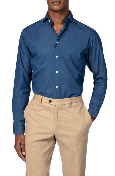 Eton Slim Fit Denim Casual Shirt in Blue