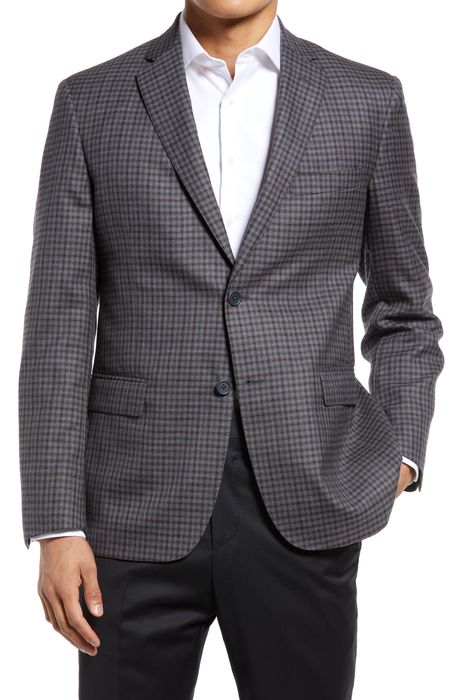 JB Britches Check Wool Sport Coat in Dark Taupe