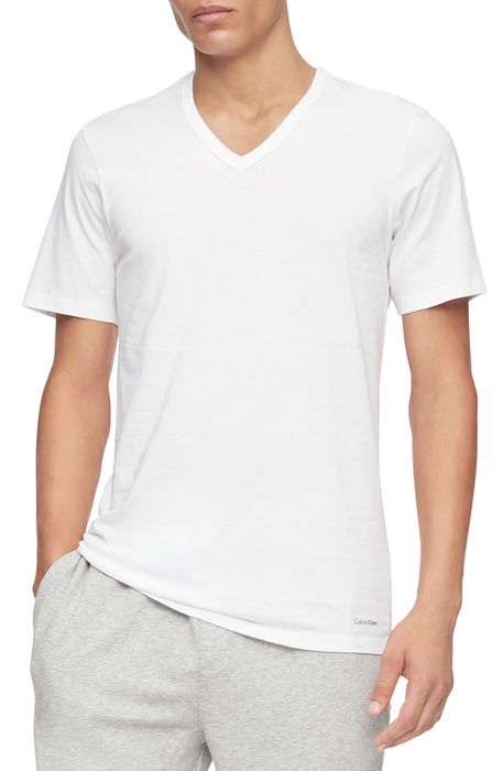 Calvin Klein 3-Pack Slim Fit Cotton V-Neck T-Shirt in White