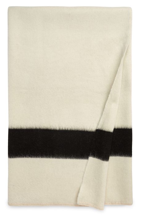 Blacksaw Siempre Recycled Fiber Blanket in Ivory With Black Stripe