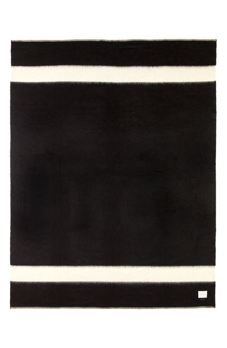 Blacksaw Siempre Recycled Fiber Blanket in Black With Ivory Stripe