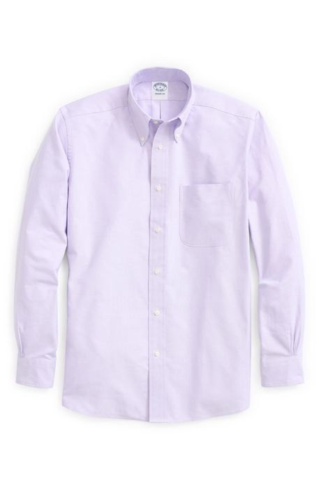Brooks Brothers Regent Fit Oxford Cotton Button-Up Shirt in Solidlavender