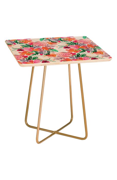 Deny Designs Sweet Bloom Side Table in Pink
