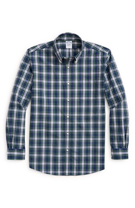 Brooks Brothers Regent Fit Plaid Button-Down Shirt in Blue/White Multi