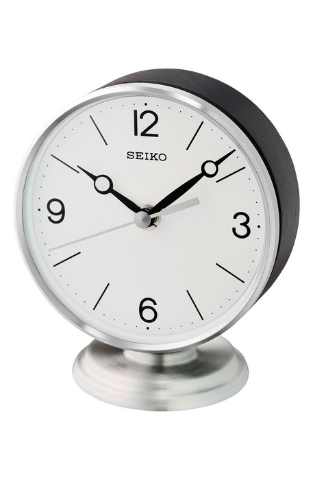 Seiko Hutton Table Clock in Black And Silver