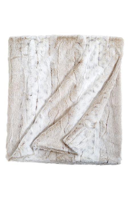 Peri Home Faux Fur Throw Blanket in Ivory