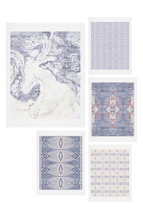 Deny Designs French Linen Five-Piece Gallery Wall Art Print Set in Blue