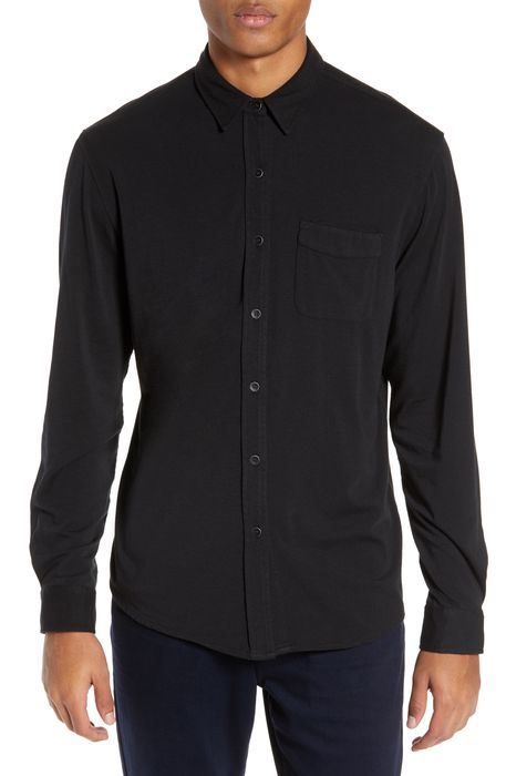 PAIGE Stockton Slim Fit Long Sleeve Jersey Sport Shirt in Black