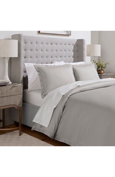 Boll & Branch Embroidered Duvet Cover & Sham Set in Pewter