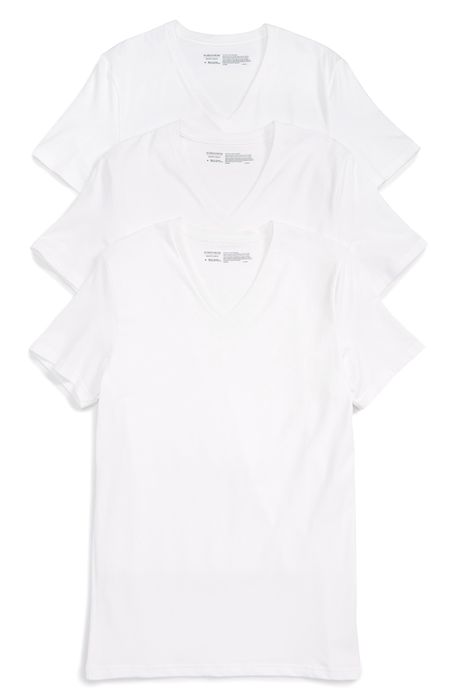 Nordstrom Trim Fit 3-Pack Stretch Cotton V-Neck T-Shirt in White