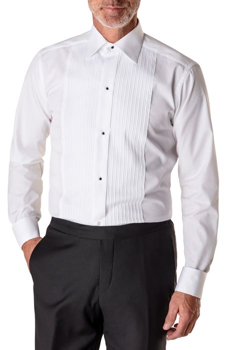 Eton Contemporary Fit Pleated Bib Tuxedo Shirt in White