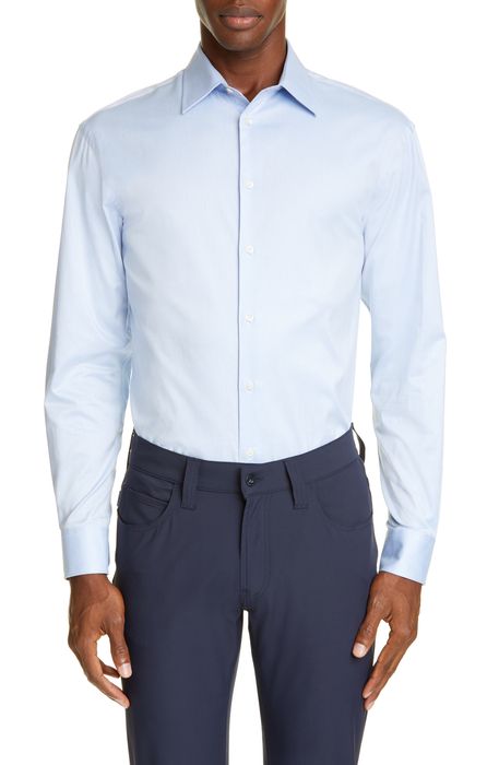 Emporio Armani Trim Fit Solid Dress Shirt in Solid Light/Pastel B