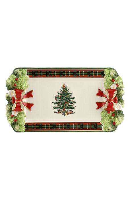 Spode Christmas Tree Figural Tray in Green