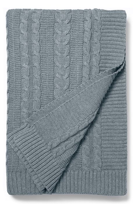 Boll & Branch Cable Knit Organic Cotton Throw Blanket in Shore