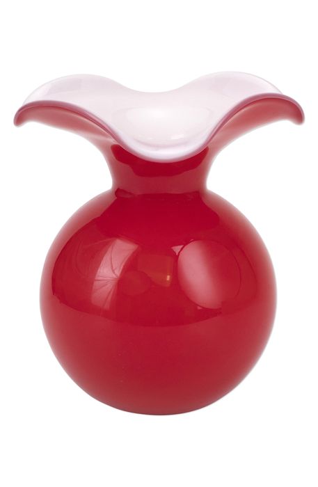 VIETRI Hibiscus Fluted Medium Vase in Red