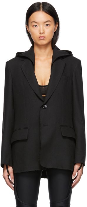Hyein Seo Black Hooded Tailored Blazer