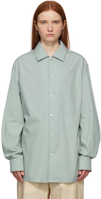 Lemaire Blue Convertible Collar Shirt