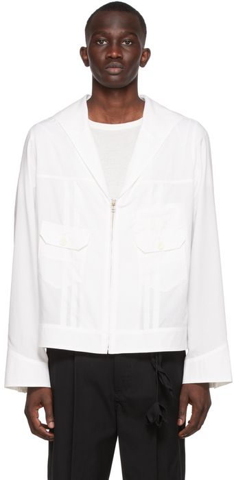 BED J.W. FORD White Sailor Collar Zip-Up Shirt