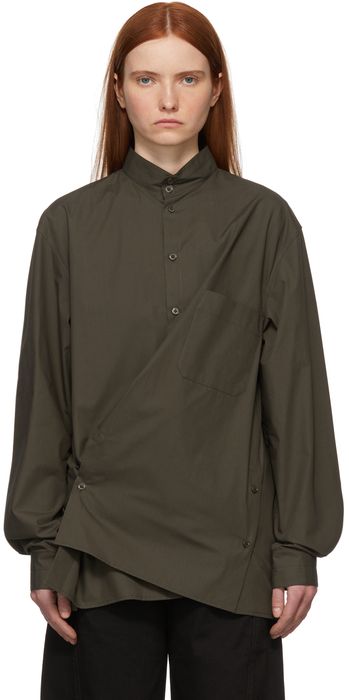 Lemaire Brown Adjustable Twisted Shirt