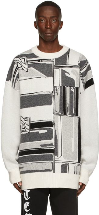 We11done White Chain Graphic Sweater
