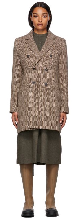 A.P.C. Brown Joan Double-Breasted Coat