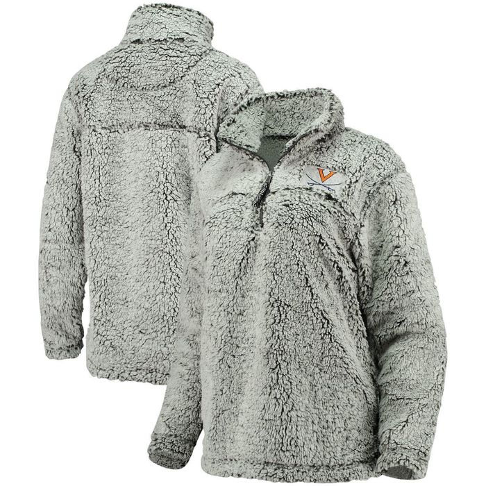 BOXERCRAFT Women's Gray Virginia Cavaliers Sherpa Super Soft Quarter Zip Pullover Jacket