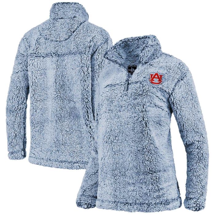 BOXERCRAFT Women's Navy Auburn Tigers Sherpa Super Soft Quarter Zip Pullover Jacket