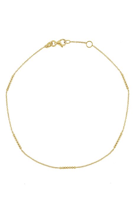 Bony Levy 14K Gold Beaded Station Anklet in 14K Yellow Gold